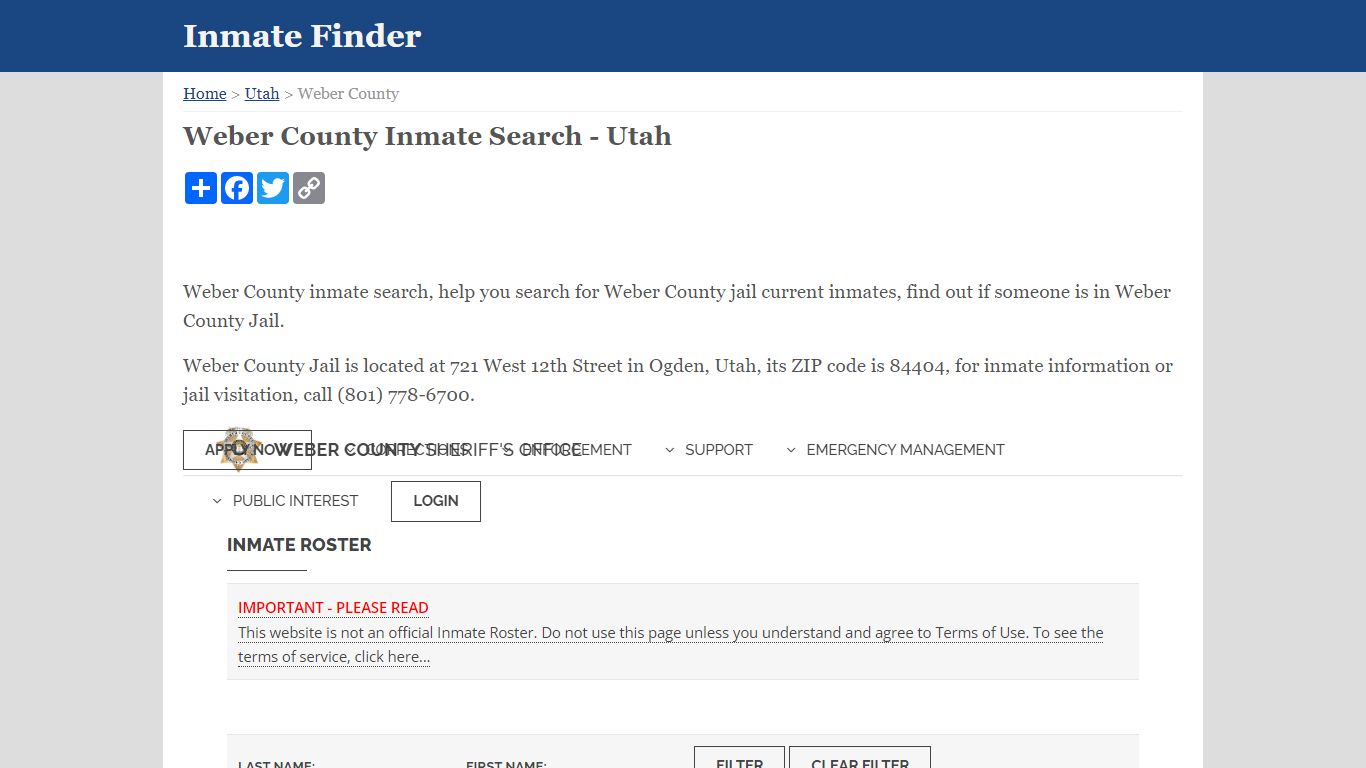Weber County Inmate Search - Utah - Inmate Finder